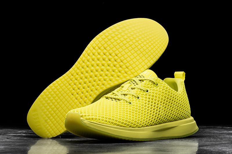 Yellow Nobull Neon Lime Mesh Runner Men's Running Shoes | CA R1138V